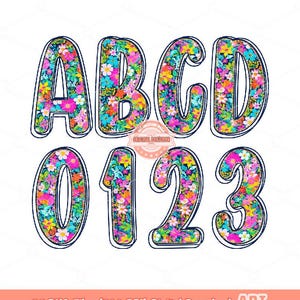 Floral Alphabet PNG, Hand Drawn Flower Letters & Numbers Clipart (Digital Download)
