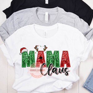 Mamá Claus PNG, diseño de camisa navideña con lentejuelas y bordado de hilo sintético