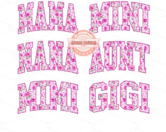 Floral Mama PNG Bundle, Mother's Day Sublimation, Pink Flowers matching family Shirt Design Png