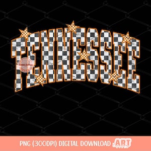 Diseño de camiseta de sublimación universitaria de Tennessee con estrellas naranjas retro, PNG, cuadros grunge de Tennessee (descarga digital)