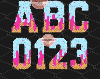 Drip Baseball Alphabet PNG, Drippy Ice Cream Drip Sports Letters and Numbers Clipart
