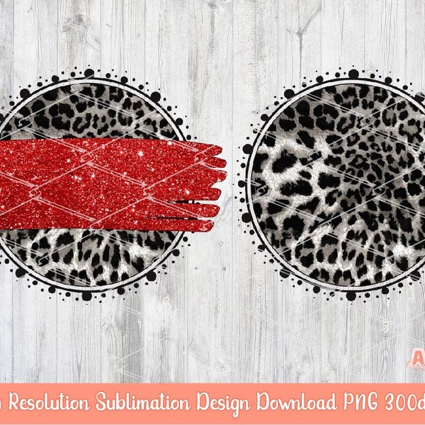 Grey Leopard Circle Background PNG Sublimation Design - 2 Frames | Cheetah Skin Print Mascot Team Blank - School Spirit - Brush Stroke