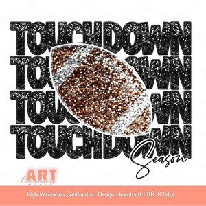 Sequin Touchdown Season PNG: Football Sublimation Design (digital ...