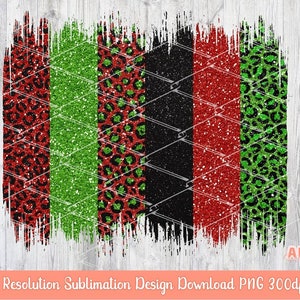 Christmas Brush Strokes Background PNG Sublimation | Glitter Leopard black , Red and Green brush stroke PNG | Merry Christmas 2022 PNG
