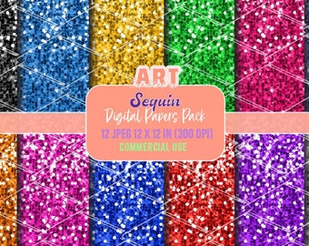 Sequin Digital Paper Pack Glam Glitter Textures JPEG (Commercial Use) (Digital Download)