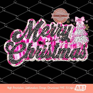 Coquette Merry Christmas PNG, Hand Drawn Pink Messy Paint Brush Stroke Dalmatian Bow Tree gold glitter Shirt Design Sublimation & Dtf Png