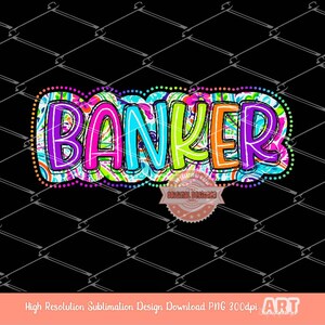 Banker PNG, Banker Neon Colorful Scribble Doodle Letters Png File ...