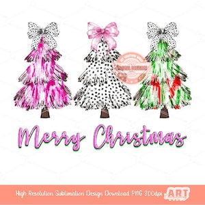 Coquette Merry Christmas PNG Hand Drawn bright Paint Brush Stroke Tree Dalmatian Bow Shirt Design Sublimation & Dtf file Digital Download