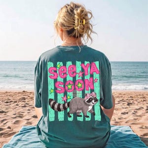 Preppy Raccoon PNG, Trendy See Ya Soon Gotta Run Trash Panda Sublimation Shirt Design
