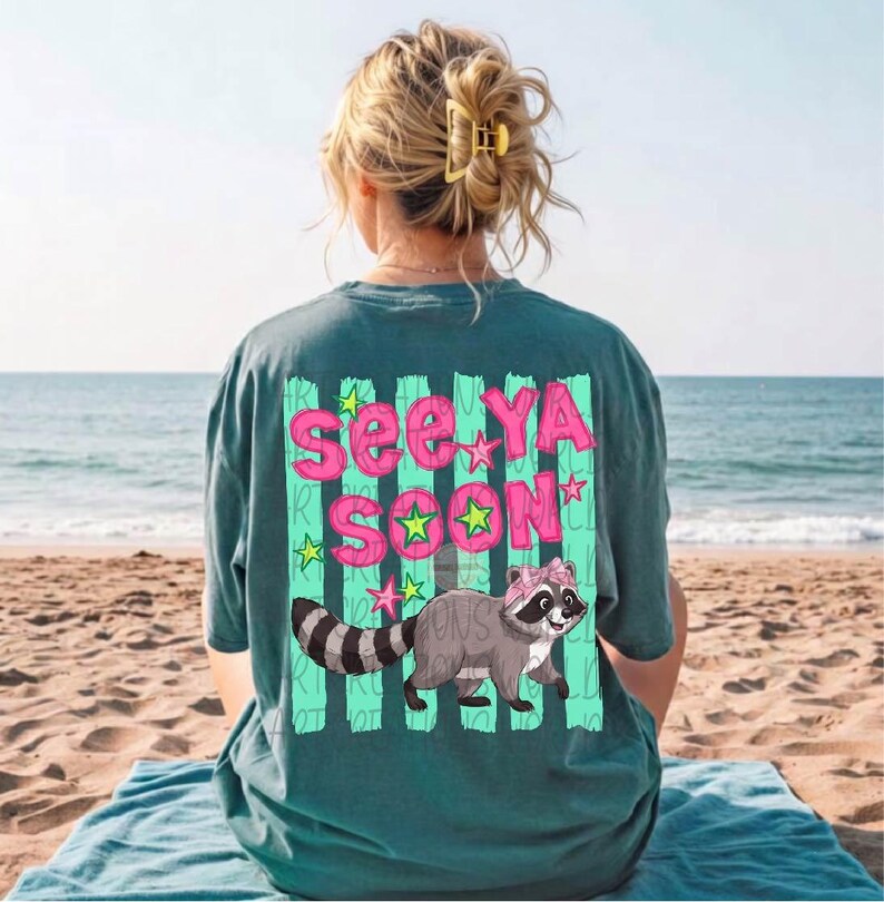 Preppy Raccoon PNG, Trendy See Ya Soon Gotta Run Trash Panda Sublimation Shirt Design