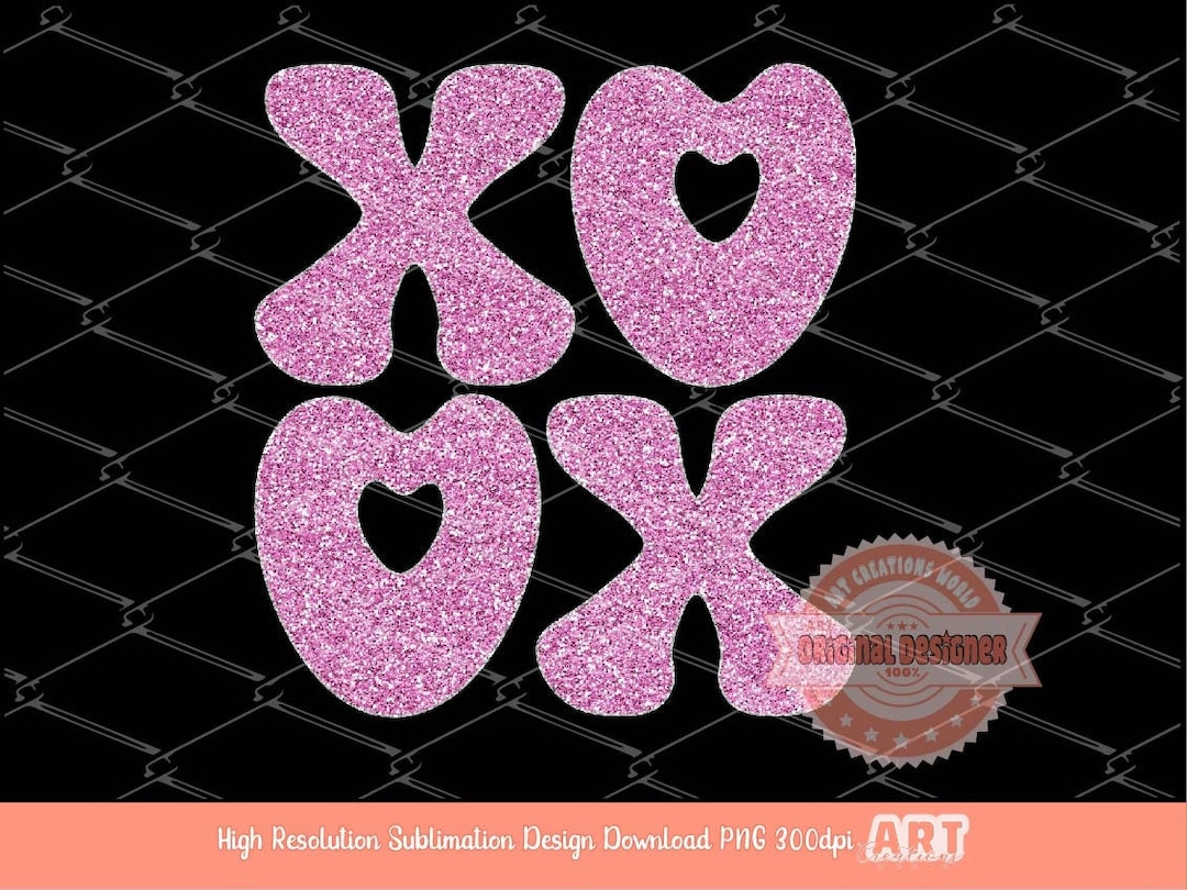 Xoxo Pink Glitter PNG, Original Glam Sparkle Pink Heart Love Valentines ...