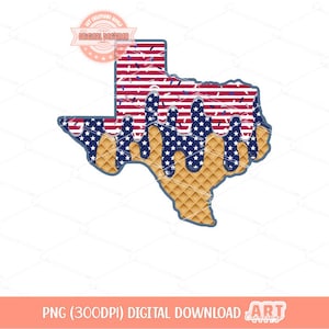 4 juillet saupoudrer goutte à goutte Texas PNG, étoiles et rayures patriotique personnalisée État des États-Unis crème glacée Png pour sublimation & dtf Design téléchargement numérique