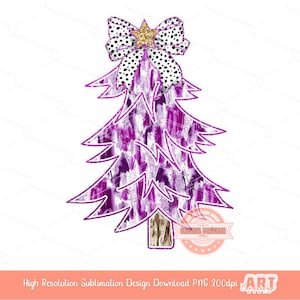 Colorful Coquette Pink Glitter Christmas Tree PNG, Hand Drawn Dalmatian Bow Shirt Design bright Paint Brush Stroke Sublimation & Dtf file