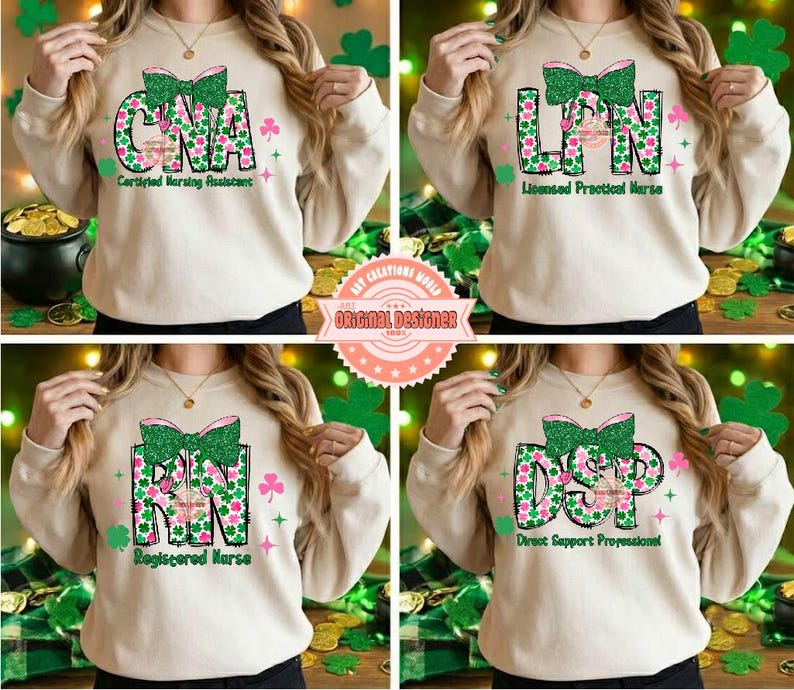 Nurse St Patricks Day Png Bundle, Coquette DSP LPN Cna RN Sublimation ...
