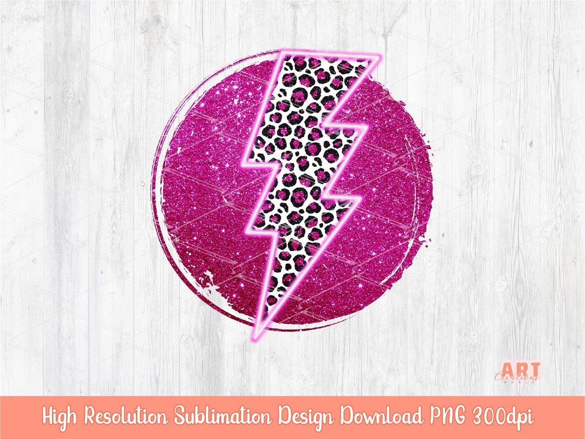Pink Glitter Leopard Background Sublimation PNG Pink Neon Etsy