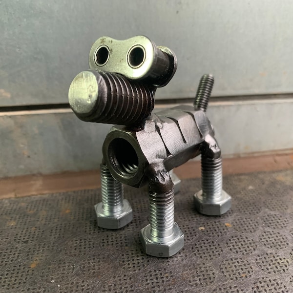 Up-Cycled Metal Dog Sculpture, Scrap Metal, Recycled Metalwork, Nuts and Bolts Dog, Eco Friendly, Gift Idea, Steampunk Stocking Filler