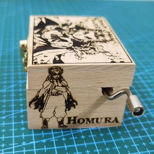 Japanese Anime Theme Music Box, Homura, Gurenge, Kamado Tanjirou no Uta, Wooden Engraved Handmade Vintage Gift