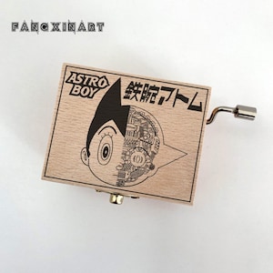 Mighty Atom Music Box,ASTRO BOY,Japanese Anime Theme music Chest Wooden Engraved Handmade Vintage Gift Chihiro