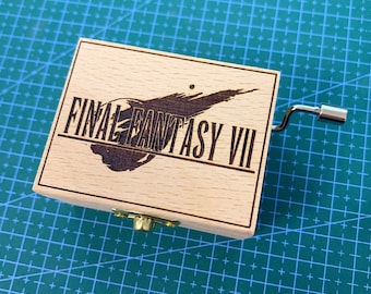 Final Fantasy VII FF7 Main Theme, Aerith’s Theme, One Winged Angel Hand Cranked Wooden Melody Music Box Personalized Engraved Gift