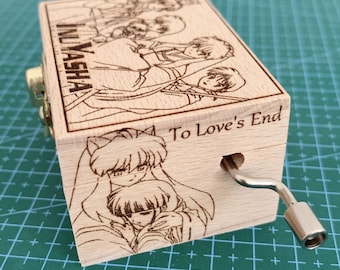 Japanese Anime Theme Music Box, Affections Touching Across, To Love’s End, Wooden Engraved Handmade Vintage Gift