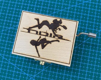 NOIR Music Box,Melodie,Japanese Anime Theme music Chest Wooden Engraved Handmade Vintage Gift