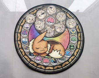 Japanese Anime Rug, Eevee Vaporeon Espeon Sylveon Leafeon Umbreon Handmade Non-slip Area Rug Home Decor Mat