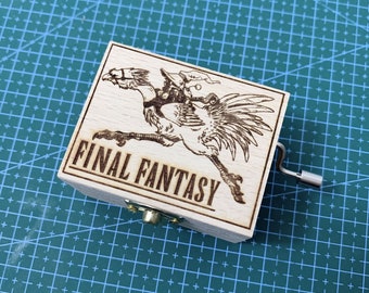 Final Fantasy FF Chocobo Hand Cranked Wooden Melody Music Box Personalized Engraved Gift