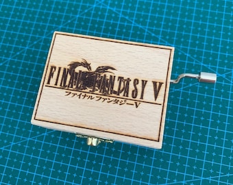 Final Fantasy V FF5 Clash on the Big Bridge Hand Cranked Wooden Melody Music Box Personalized Engraved Gift