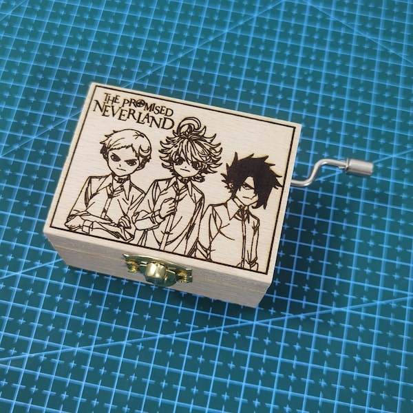 The Promised Neverland Isabella's Lullaby Hand Cranked Wooden Melody Music Box Personalized Engraved Gift