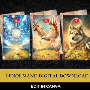 The Golden Oasis Lenormand Deck, Boho style, Customized Deck, Print-at-Home Tarot cards, Made Your Personal Lenormand Easy, Edit in Canva