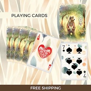 Naipes Boho: Baraja artística con aires naturales y tribales, regalo para una noche de juegos relajante, envío gratis, 6,35 x 8,89 cm, 54 cartas
