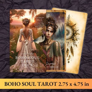 Baraja de tarot Boho Soul: cartas de orientación espiritual para místicos modernos y lectores de tarot, edición en Canva, PNG