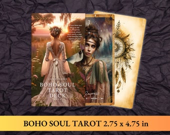 Boho Soul Tarot Deck - Cartas de orientación espiritual para místicos modernos y lectores de tarot, editar en Canva, PNG