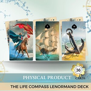 The Life Compass Lenormand Deck, 36 Karten, kostenloser Versand, Witchy Orakel Kartenetui, Samtbeutel, Original Inspiration, Hochwertig
