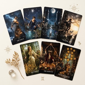 O Baralho de Tarô Celestial Crucible, Tarô de Alquimia Vitoriana com 78 cartas e Guia em PDF