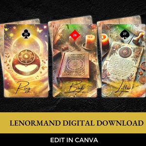 The Golden Oasis Lenormand Deck, Boho style, Customized Deck, Print-at-Home Tarot cards, Made Your Personal Lenormand Easy, Edit in Canva