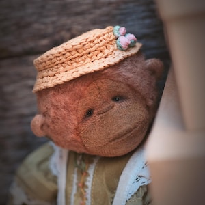 Monkey Vintage monkey Teddy monkey Handmade doll Dressed monkey OOAK monkey Stuffed monkey Victorian style Artist doll Brown monkey