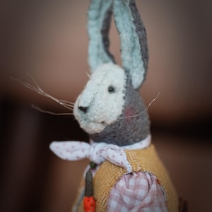 Bunny toy Teddy rabbit OOAK rabbit Collectible toy Grey hare toy Animal toy Handmade bunny Fluffy rabbit Home decor doll Cute gift toy