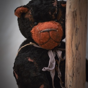 Old bear Vintage teddy Black bear Plush bear Vintage plush Artist teddy OOAK bear Collectible teddy Antique style bear Handmade teddy