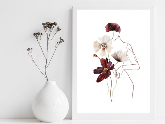Bohemian Floral Poster Feminine Poster Wildflower Woman - Etsy