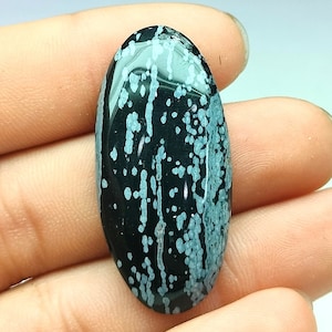 Natural Snow Flake Jasper Loose ,Snow Flake Obsidian Cabochon high quality , beautiful Snow Flake 41x19 mm