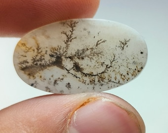 Gema de ágata dendrítica natural, cuarzo paisajístico (26 x 15 mm)