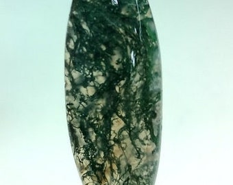Natural Moss Agate Palm Stone, Jewelry Pendent (48x15 MM, 28 Carat)