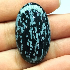 Natural Snow Flake Jasper Loose ,Snow Flake Obsidian Cabochon high quality , beautiful Snow Flake 38x22 mm
