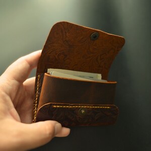 Leather Snap Wallet, Floral Card Holder, A Nice Gift for Her - Etsy