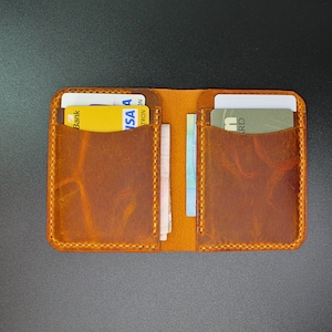 Porta-cartões minimalista em couro | Marrom-Camelo