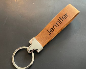 Personalised Leather Keyring, keychain Brown and Camel