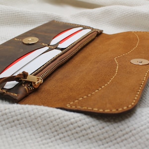 Cartera de cuero estilo vintage, cartera para teléfono para mujer
