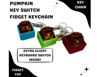 Pumpkin Fidget Keychain, Custom Keyboard Key Cap Keychain, Fidget Keycap Keychains, Mechanical Keyboard Key Cap Set