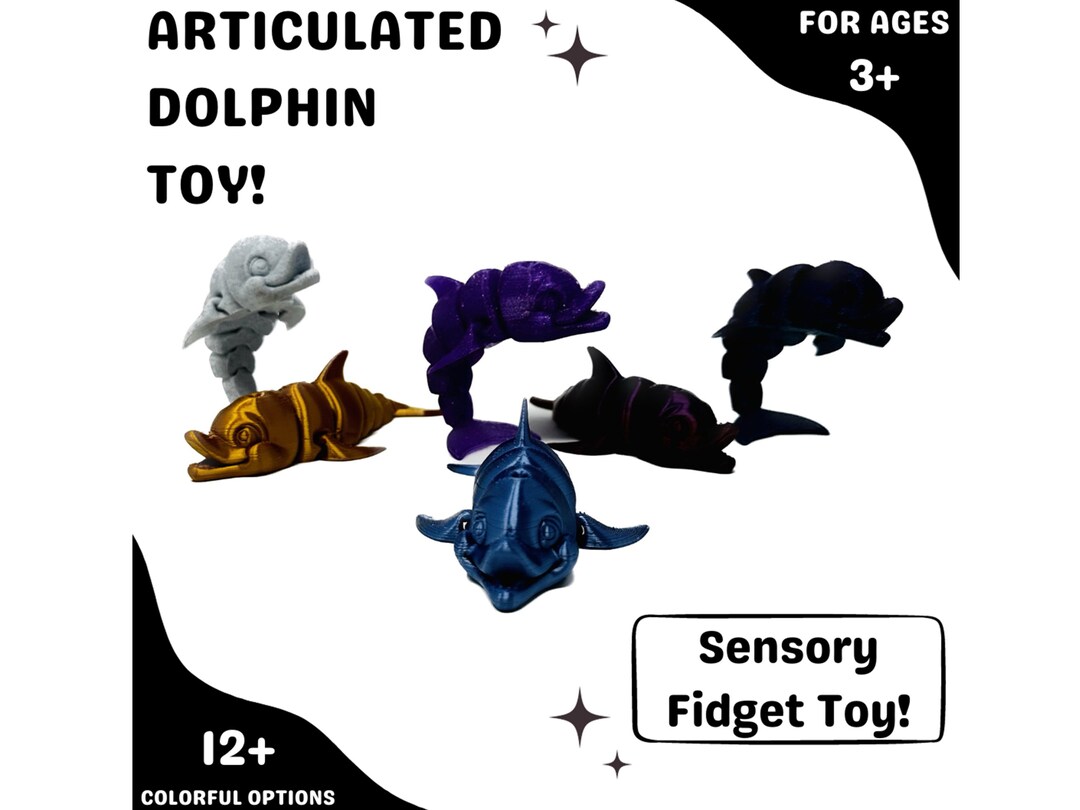 Dolphin Sensory Toy Articulated Dolphin Toy Multi Color Options Kids